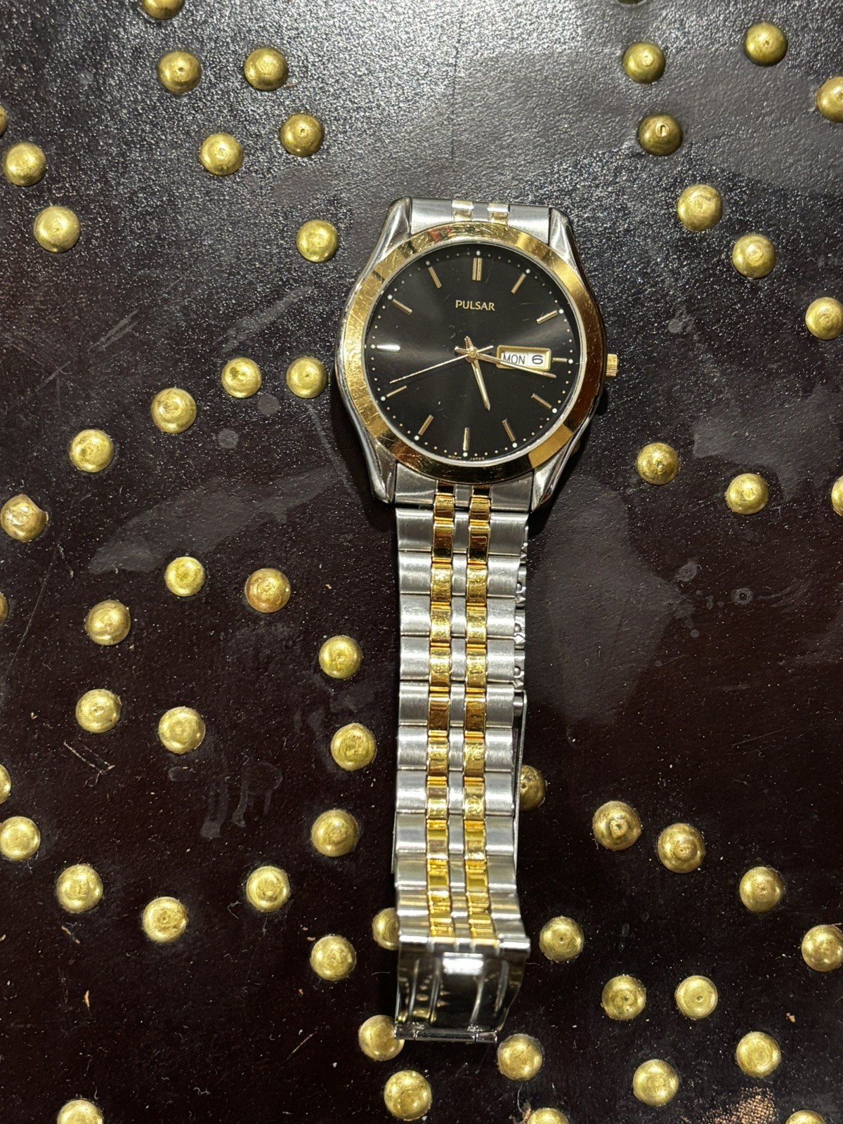 Pulsar Men’s 38mm Gold & SS Watch VX33-X061 Japan Day/Date New Batt Works