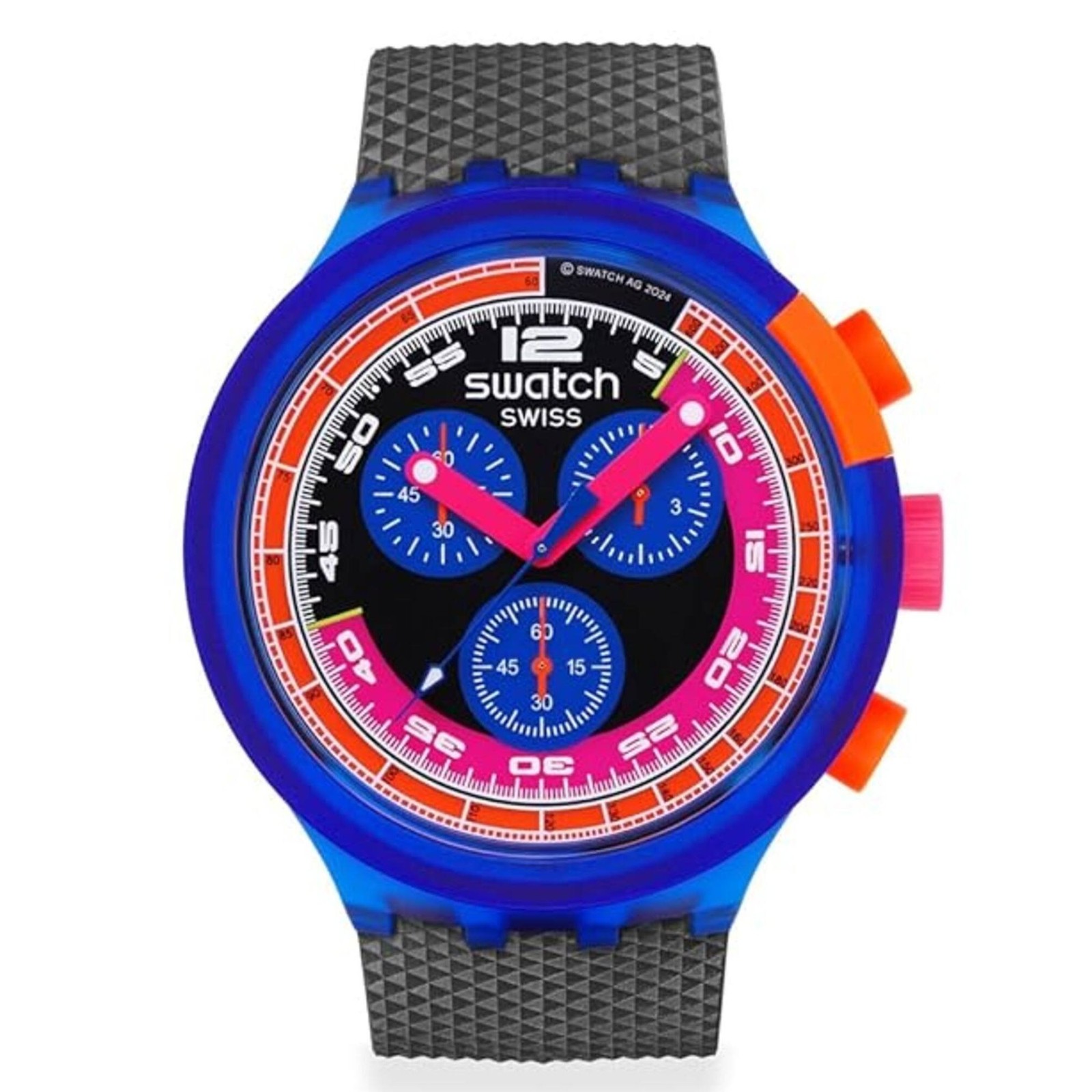Swatch Men’s Watch Swatch Neon Party To The Max Black Bio-Sourced Strap SB06N102