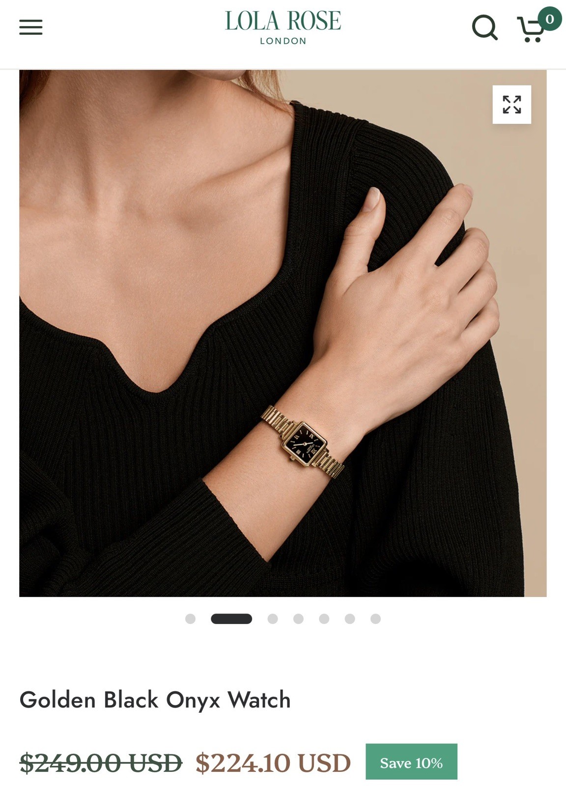Lola Rose London Women Golden Black Onyx Watch NWT
