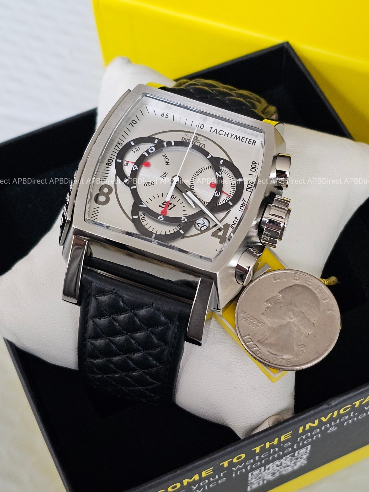 Invicta – S1 Rally – Swiss Z60 Chronograph Silver / Black Leather Mens Watch