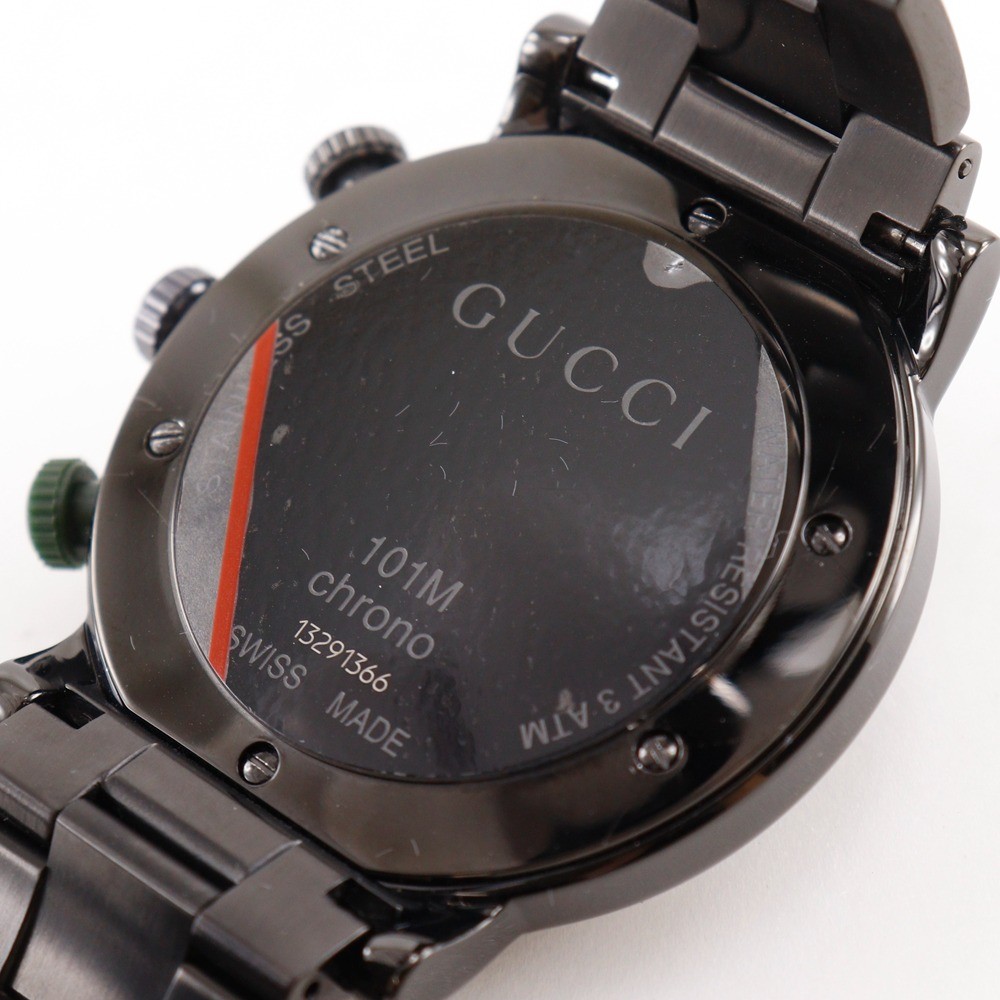 GUCCI G Chrono Watches 101M black blackDial Stainless Steel Quartz Chronog…
