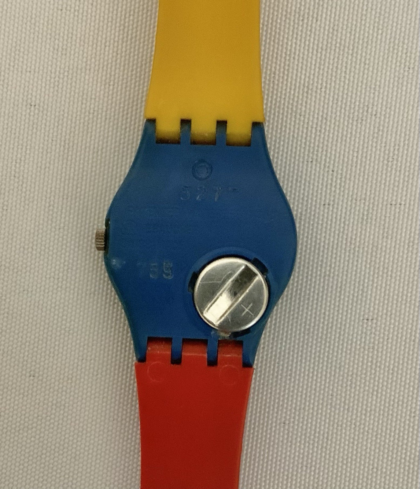 Vintage 1985 Swatch Tri Color Racer LS102 Swiss Watch Original Strap Not Running