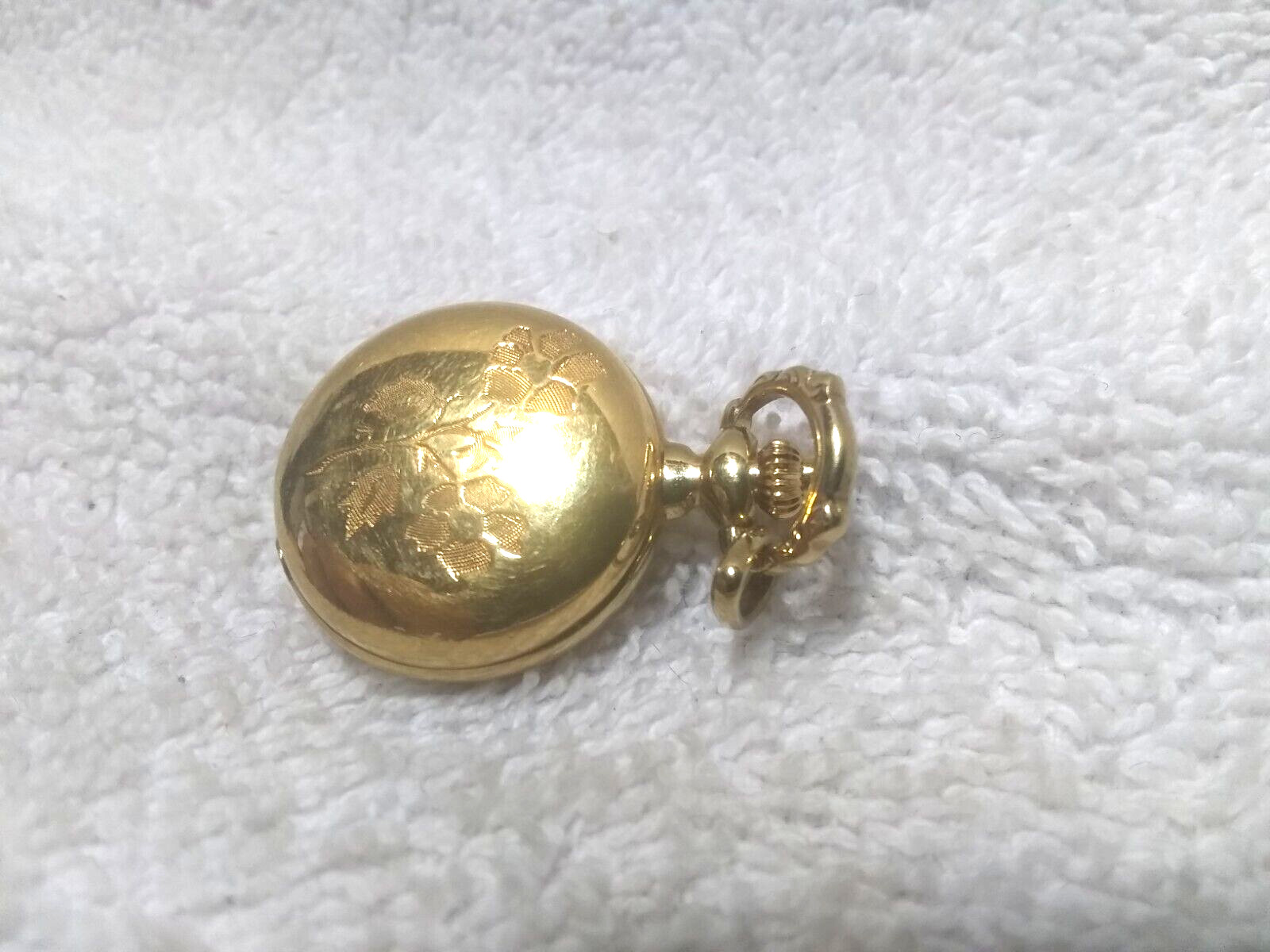 Belair Quartz Pendant Watch Gold Case Engraved Flowers 1990’s For Repair Parts