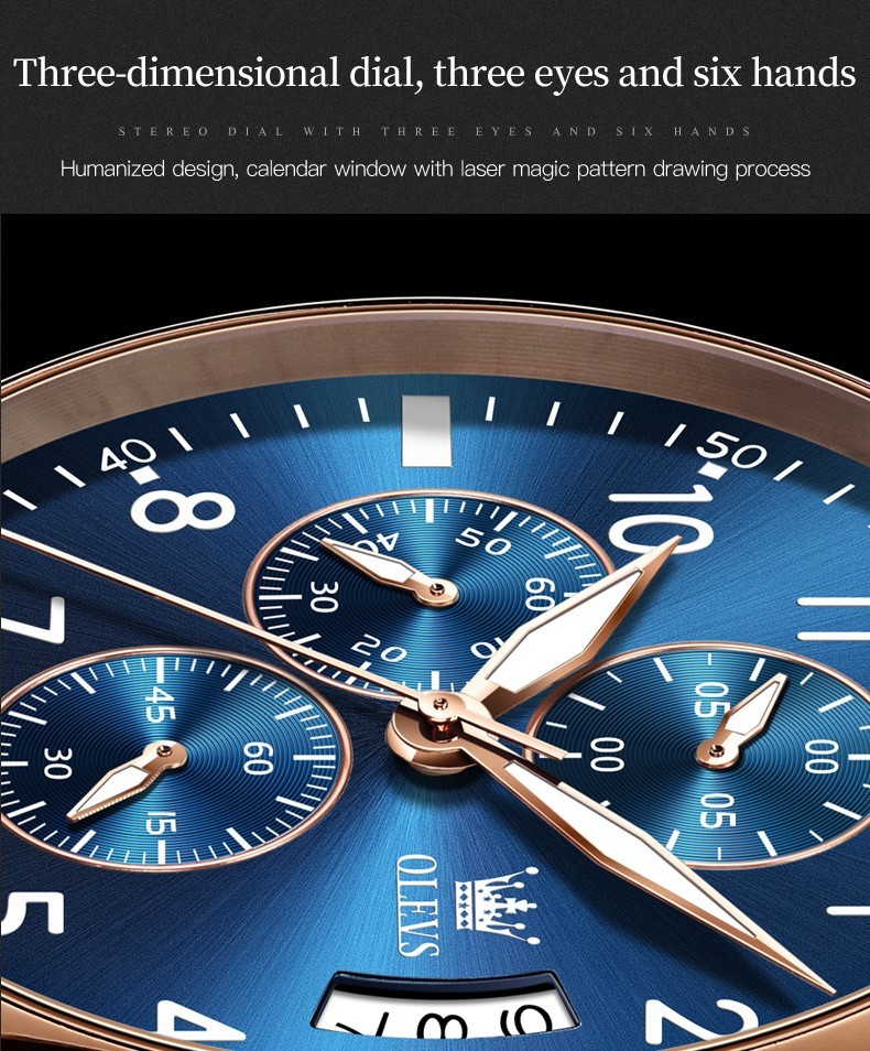 OLEVS 2869 Fashion Wrist Casual Quartz Luminous Multifunctional Business Watch
