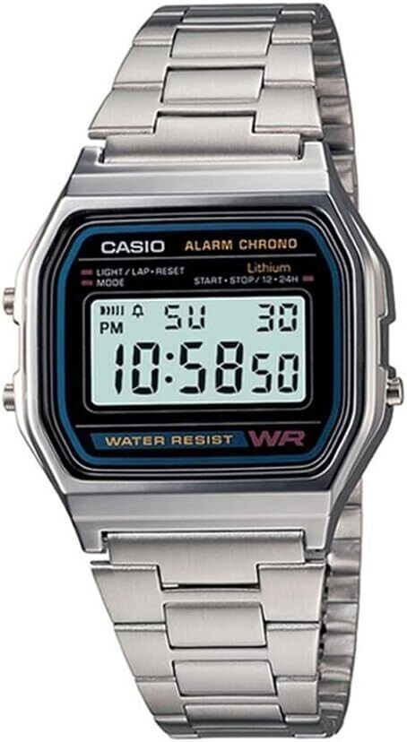 Casio A158WA-1 Unisex Watch With Stainless Steel Band Alarm AU Stock A158WA-1DF