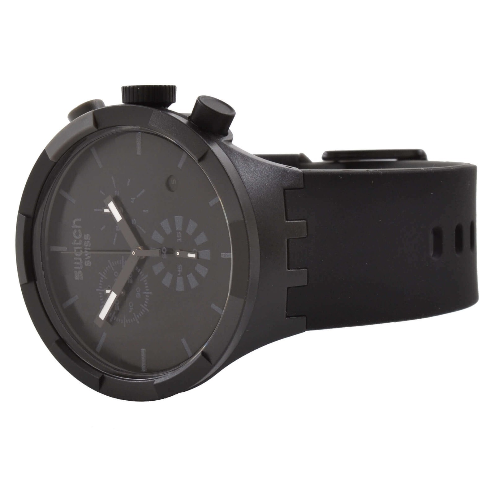 Swatch Unisex Watch Big Bold Chrono Checkpoint Black Silicone Strap SB02B400
