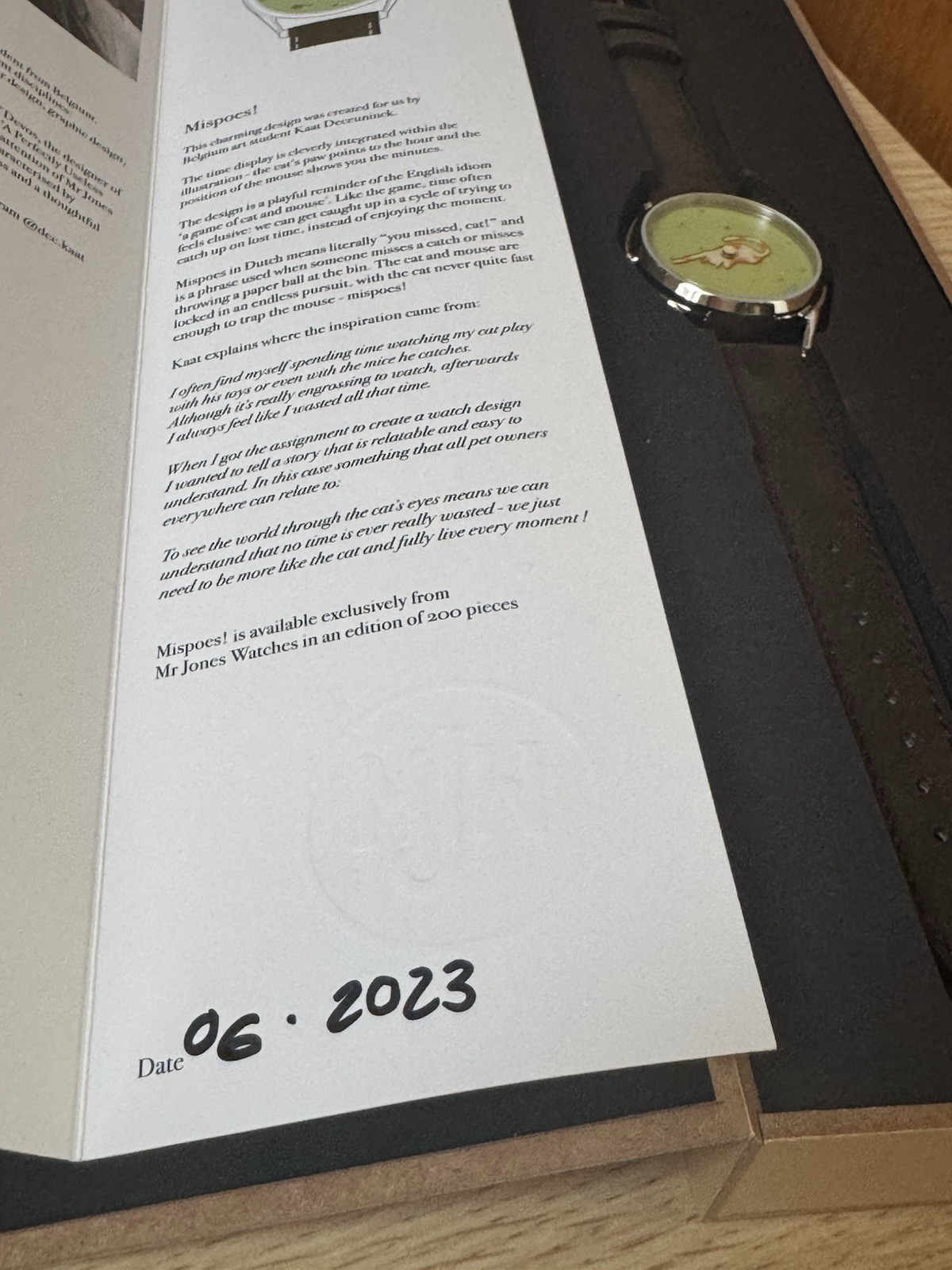 New LIMITED EDITION Mr Jones Watches Mispoes! Watch 171 of 200! Rare, free RMSD