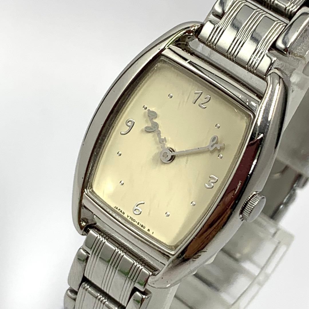 agnes b V7005110 Quartz Watch / Ivory Dial Stainless Steel Band Vintage