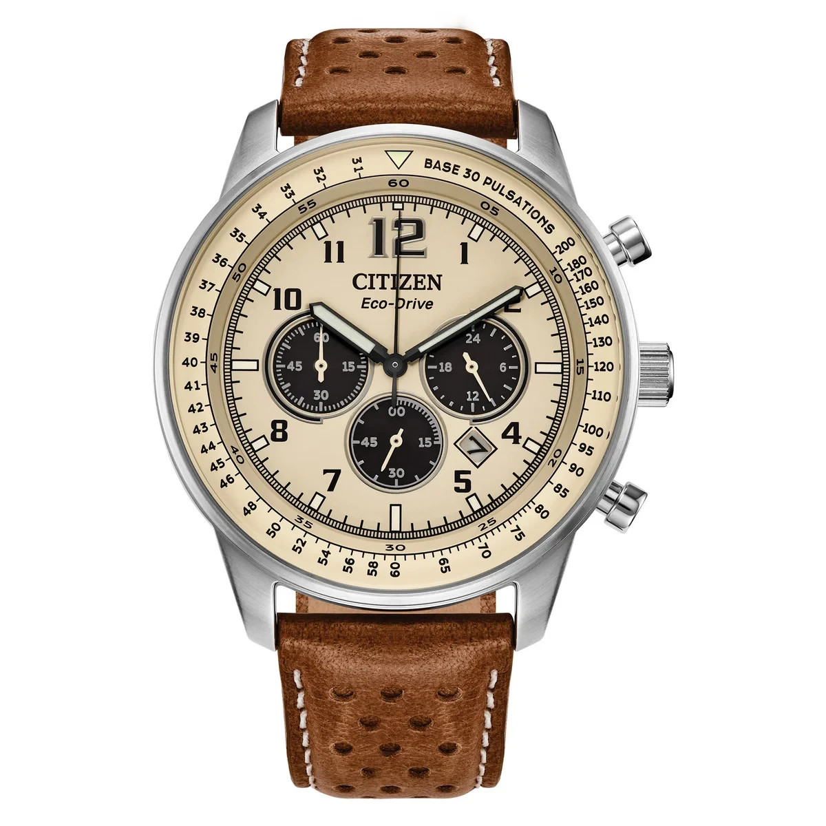 Citizen Eco-Drive Weekender, Chrono Stainless Leather Quartz Watch – CA4500-08X