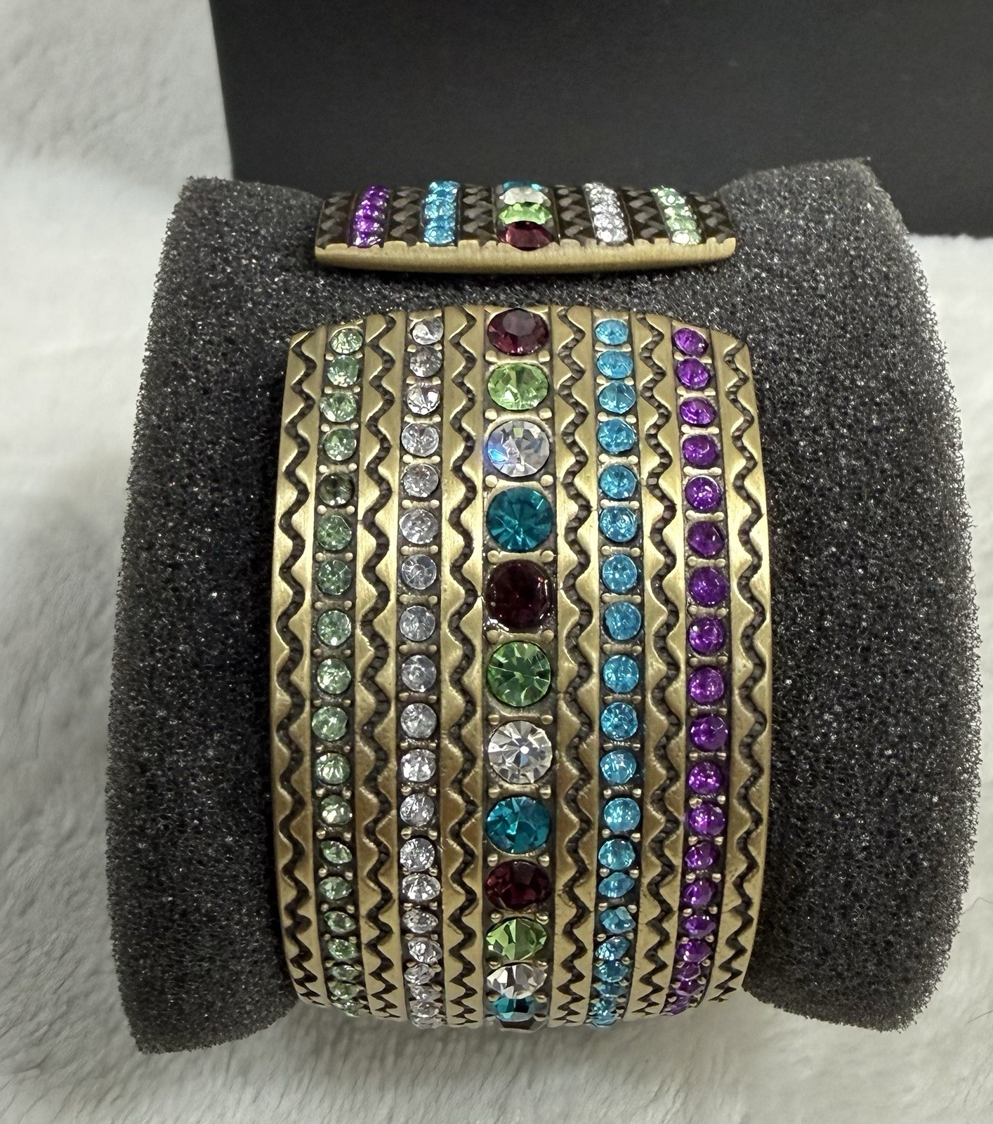Heidi Daus Multi Color Swarovski Cuff Wristwatch Needs Battery W/PLASTIC! NIB