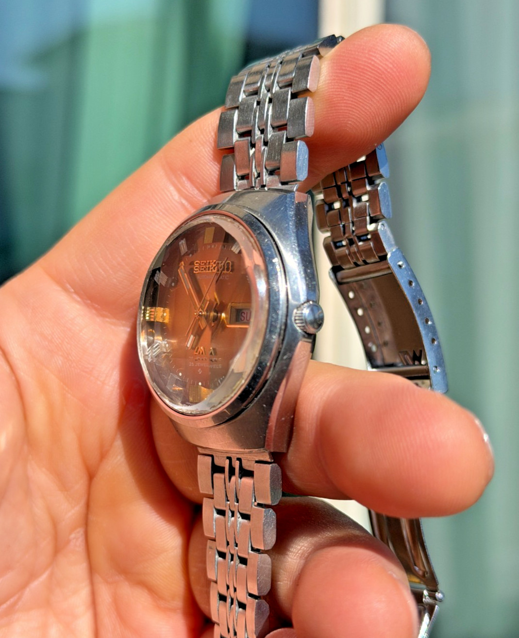 Seiko Lord Matic LM 5606-7300 Golden Brown Faceted Crystal Oct 1973