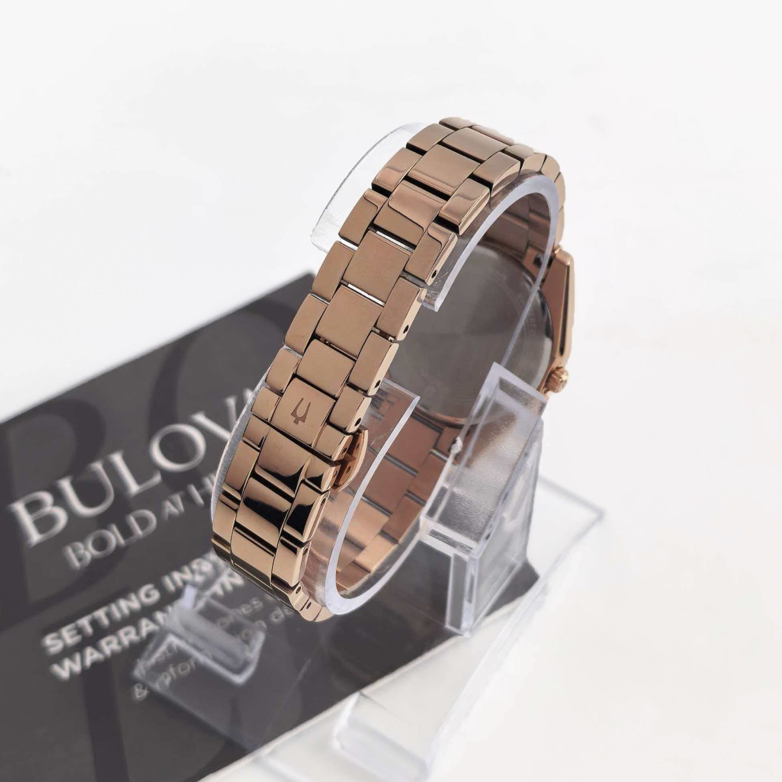 Bulova 97P156 Surveyor Women’s Gray Dial Rose Gold Strap Stainless Quartz Watch