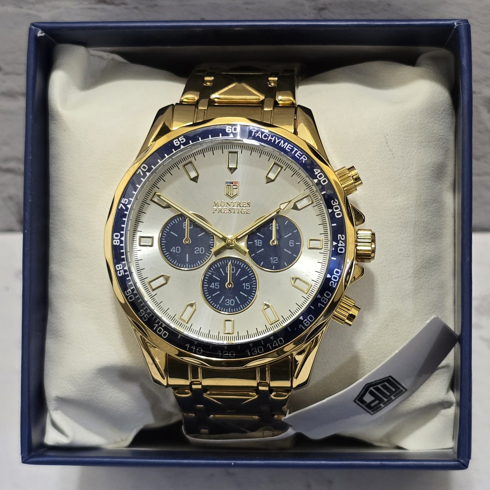 Montres Prestige X Invicta Men’s Watch 44.5mm Gold Blue MPW-0353 Brand New