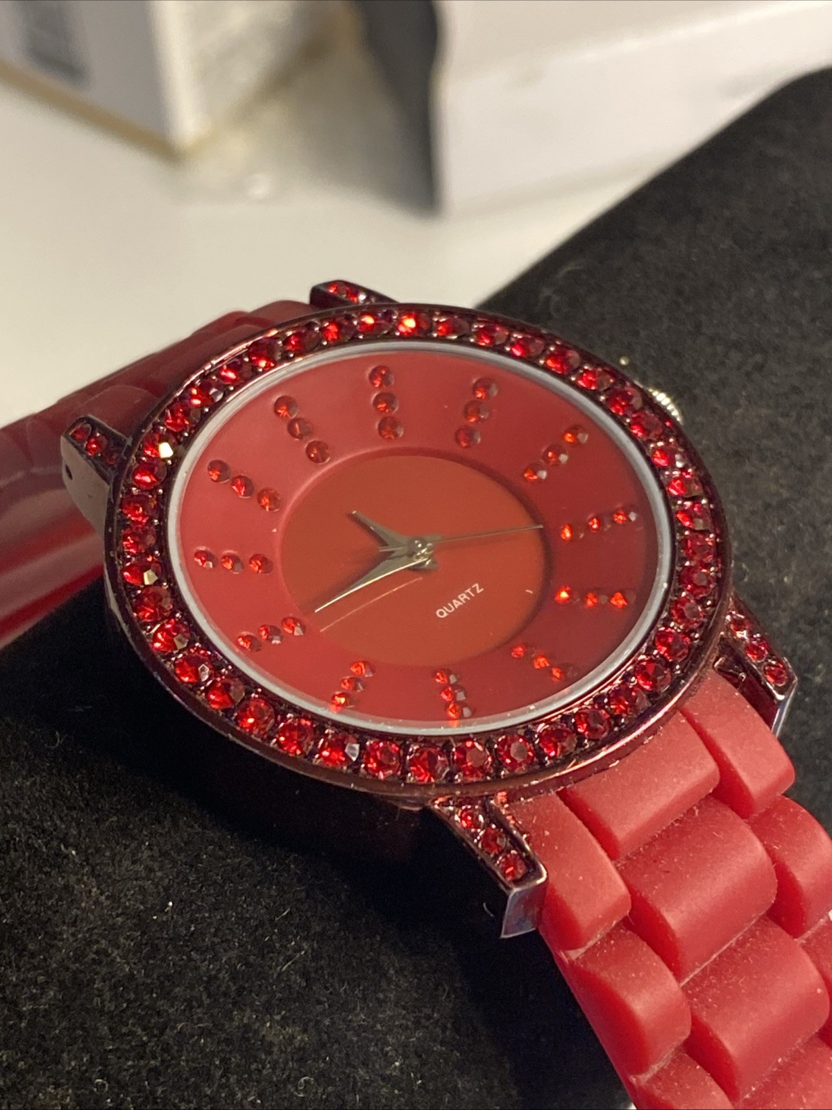 Women’s Xhilaration Analog Silicone Strap Red Tone Watch New Battery