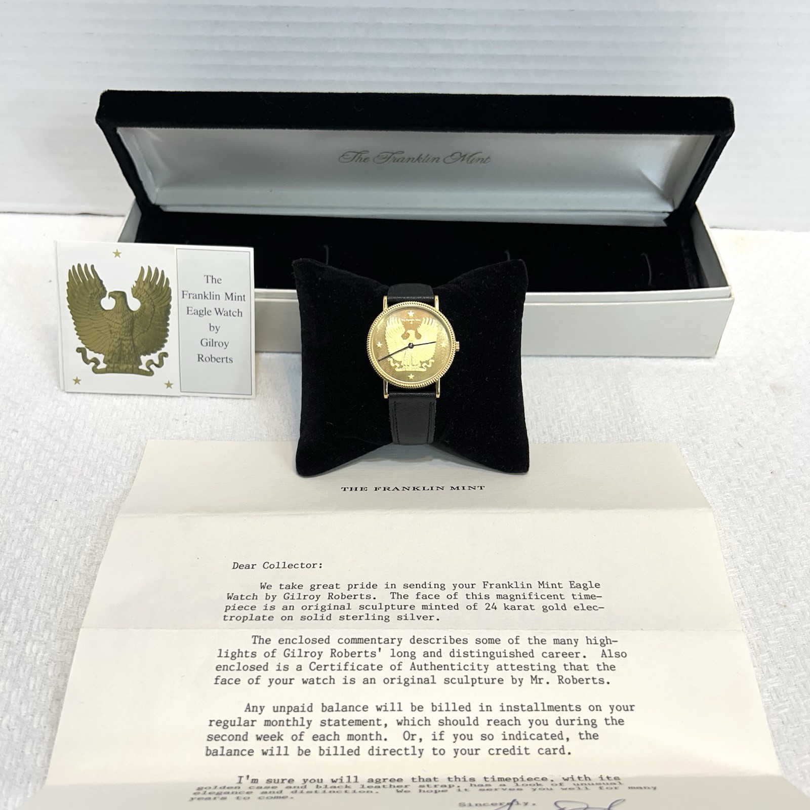 Franklin Mint Swiss Made Eagle Coin Dial Watch VTG ’86 925 HGE Works New Battery