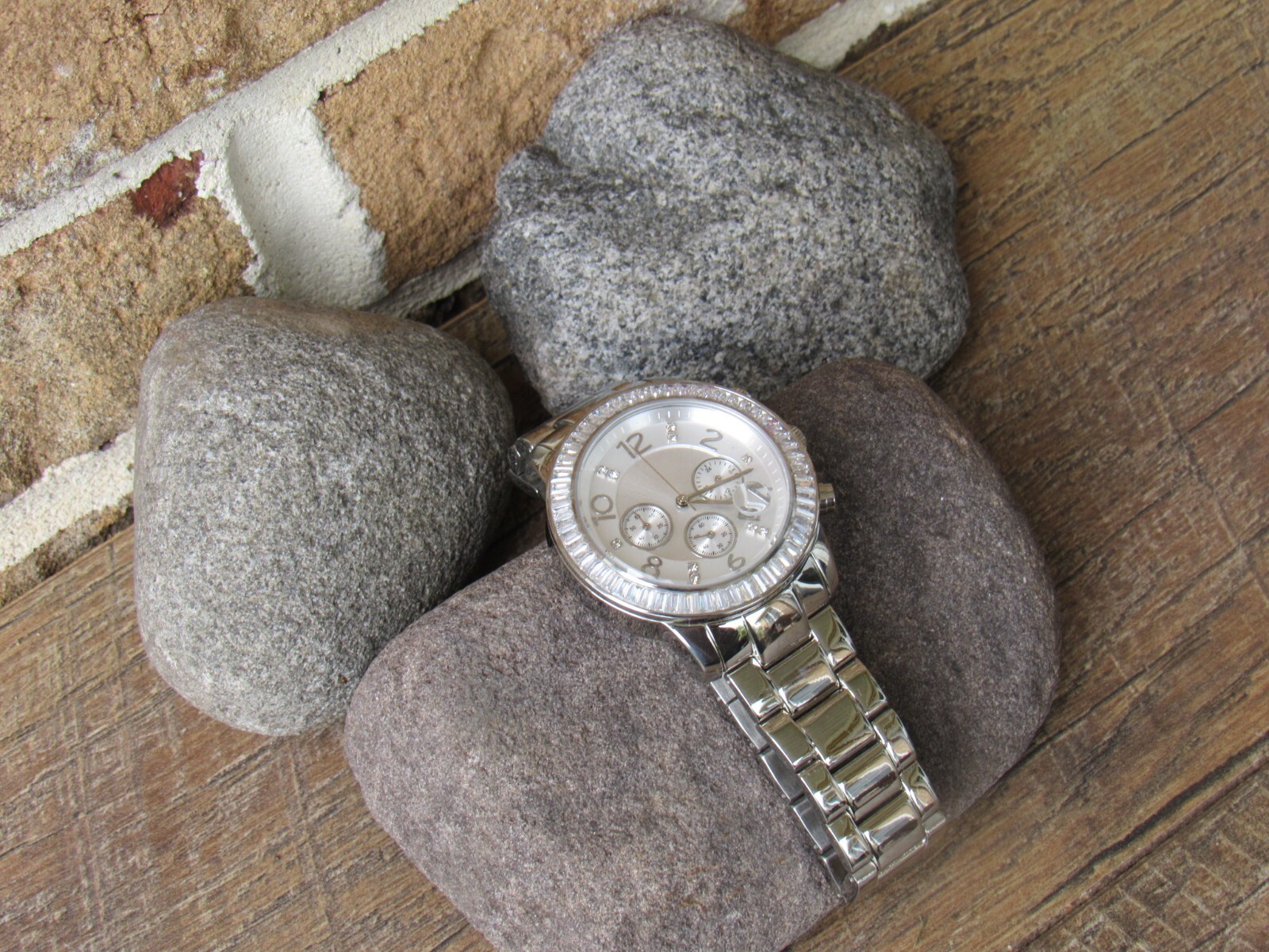 NEW SILPADA Stainless Steel Silver CZ Baguettes Finishing Touch Watch T2956 2956