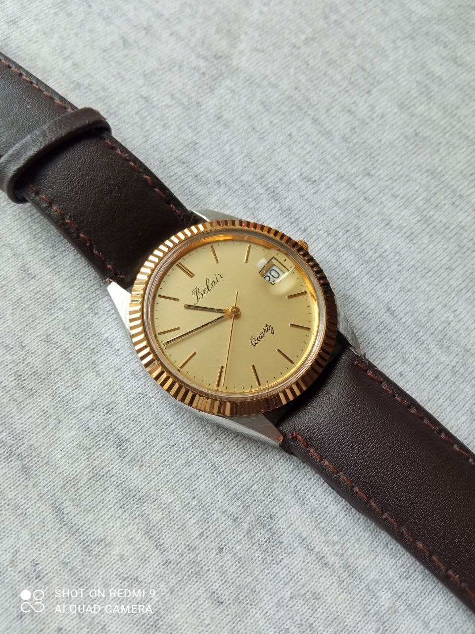 Rare BELAIR Quartz Swiss Parts 7Jewels Two-Tone Date Men’s Watch