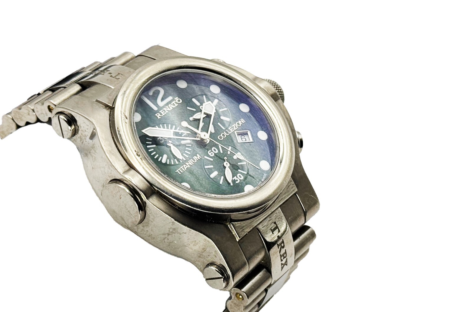 RENATO COLLEZIONI T-REX TITANIUM Limited Edition Mens Watch W/Green Retro