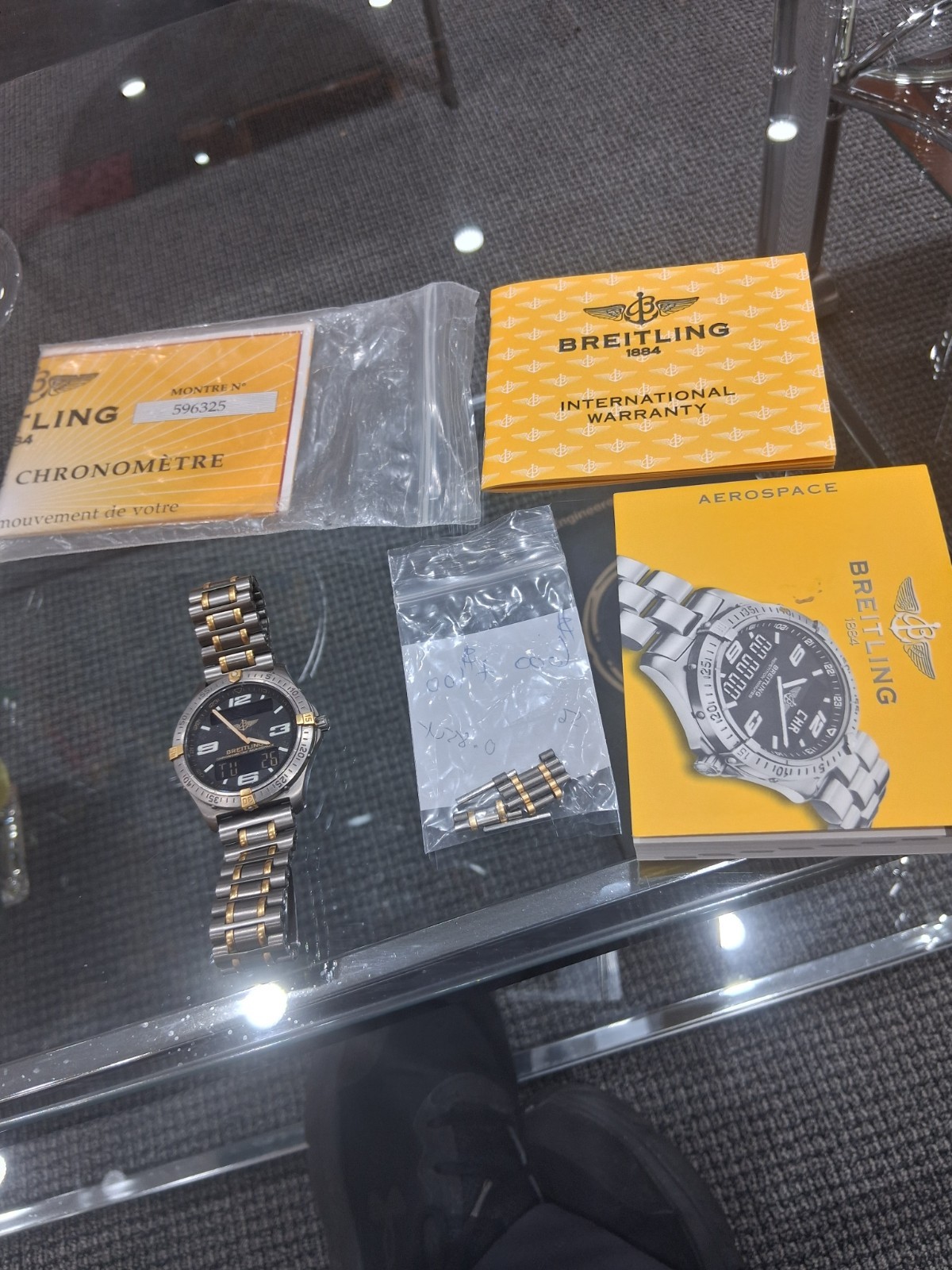 BREITLING F7536210/B574 FULL SET AS SHOWN TITANIUM 18K aerospace