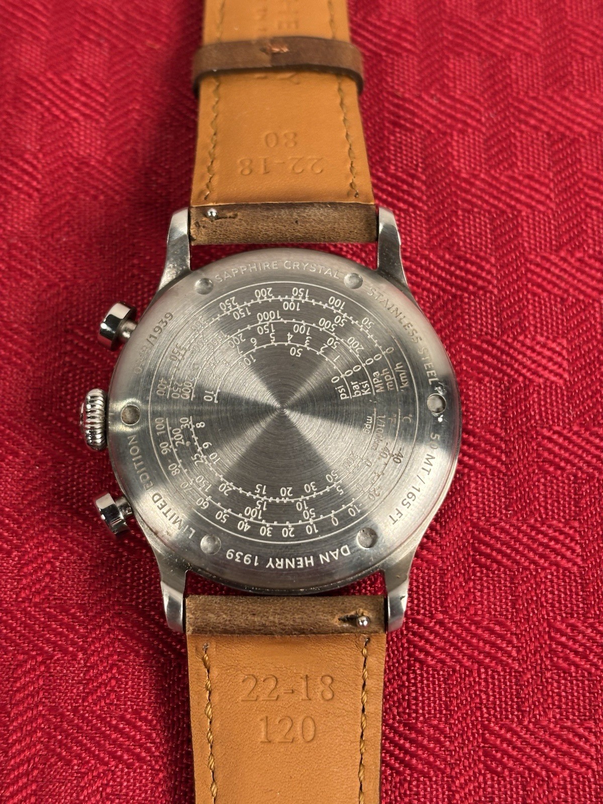 Dan Henry 1939 Chronograph Quartz 38mm Sapphire Tachymeter Brown Leather