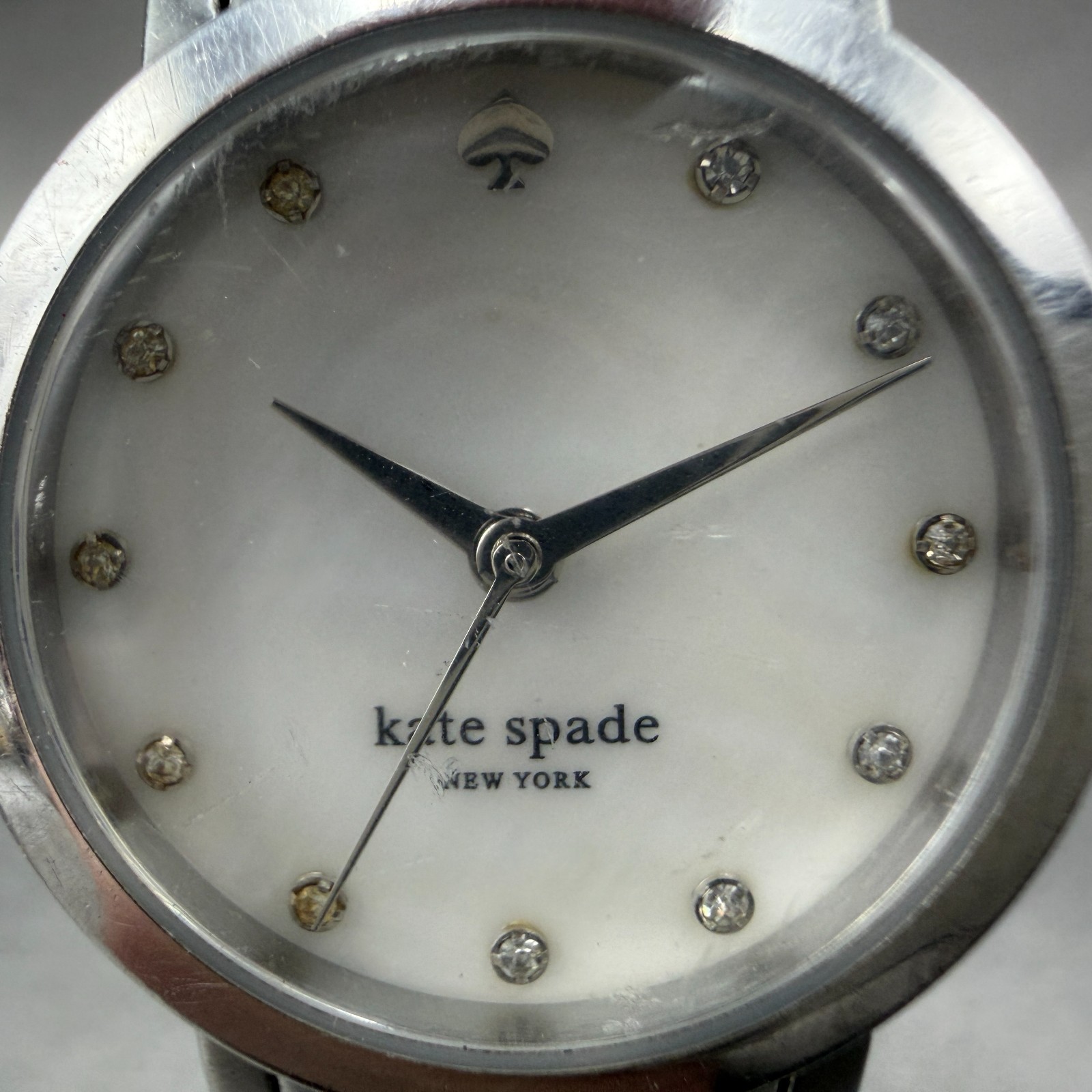 Kate Spade Gramercy Watch Women MOP Dial Silver Tone Round 0146 New Battery