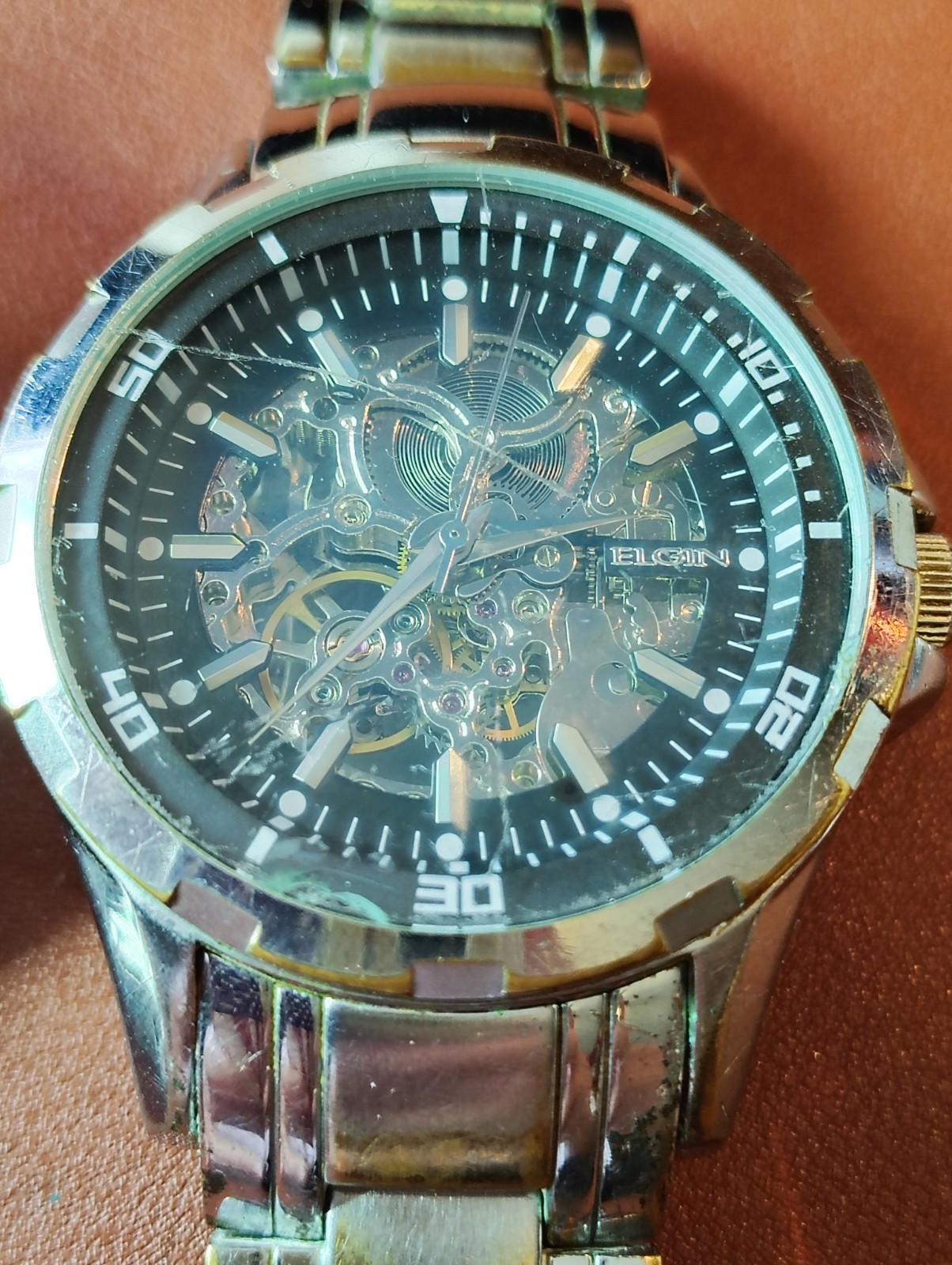Mens Watches Elgin Skeleton , Seiko Kinetic