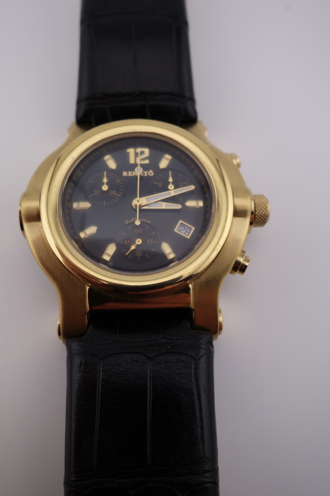 Renato CLASSIC BEAST, Swiss ETA Chrono Movement, Black Dial on Alligator Strap