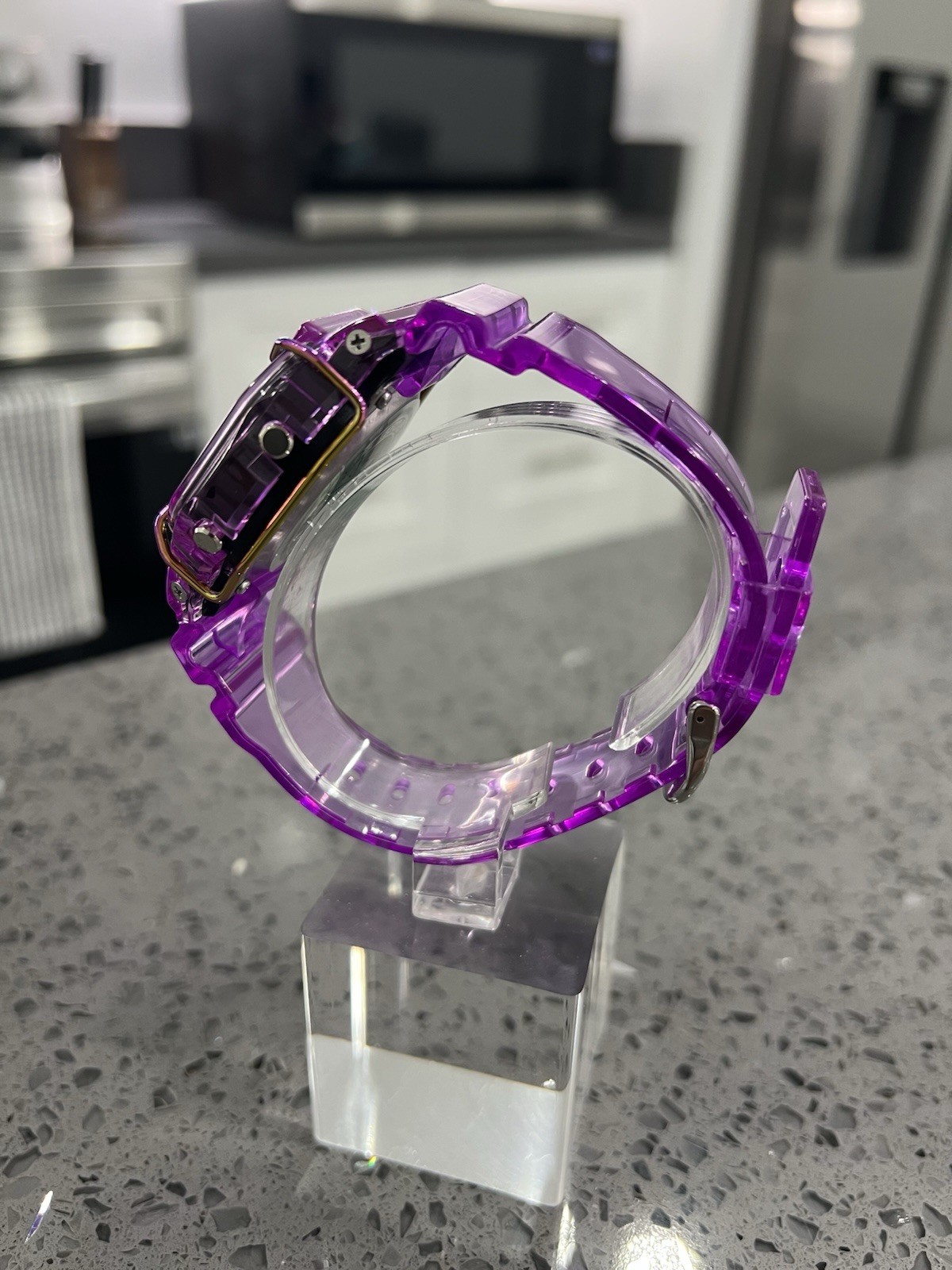 Gshock DW5600 Mod Custom Skmei Watch Clear Purple Black Dial / Travel Case