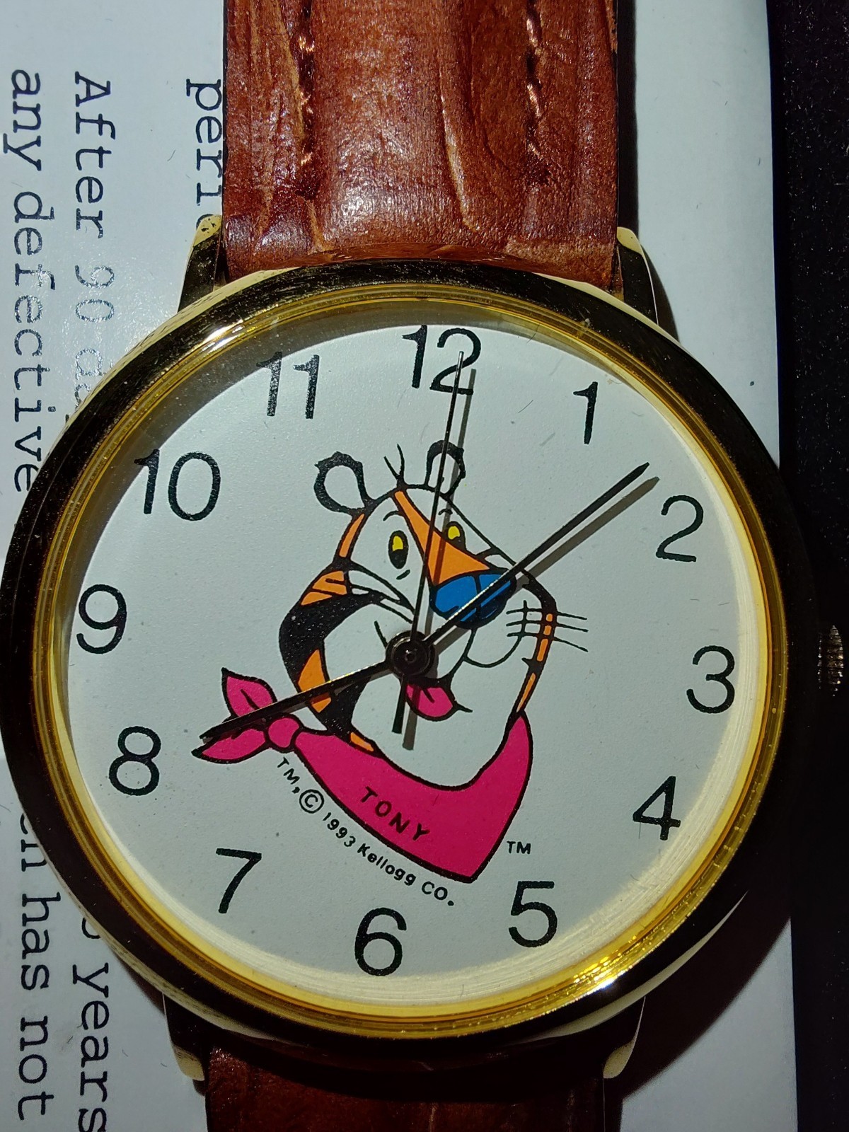 Vintage 1993 Kellogg’s Tony the Tiger Gold Tone Watch By Sasco NEW