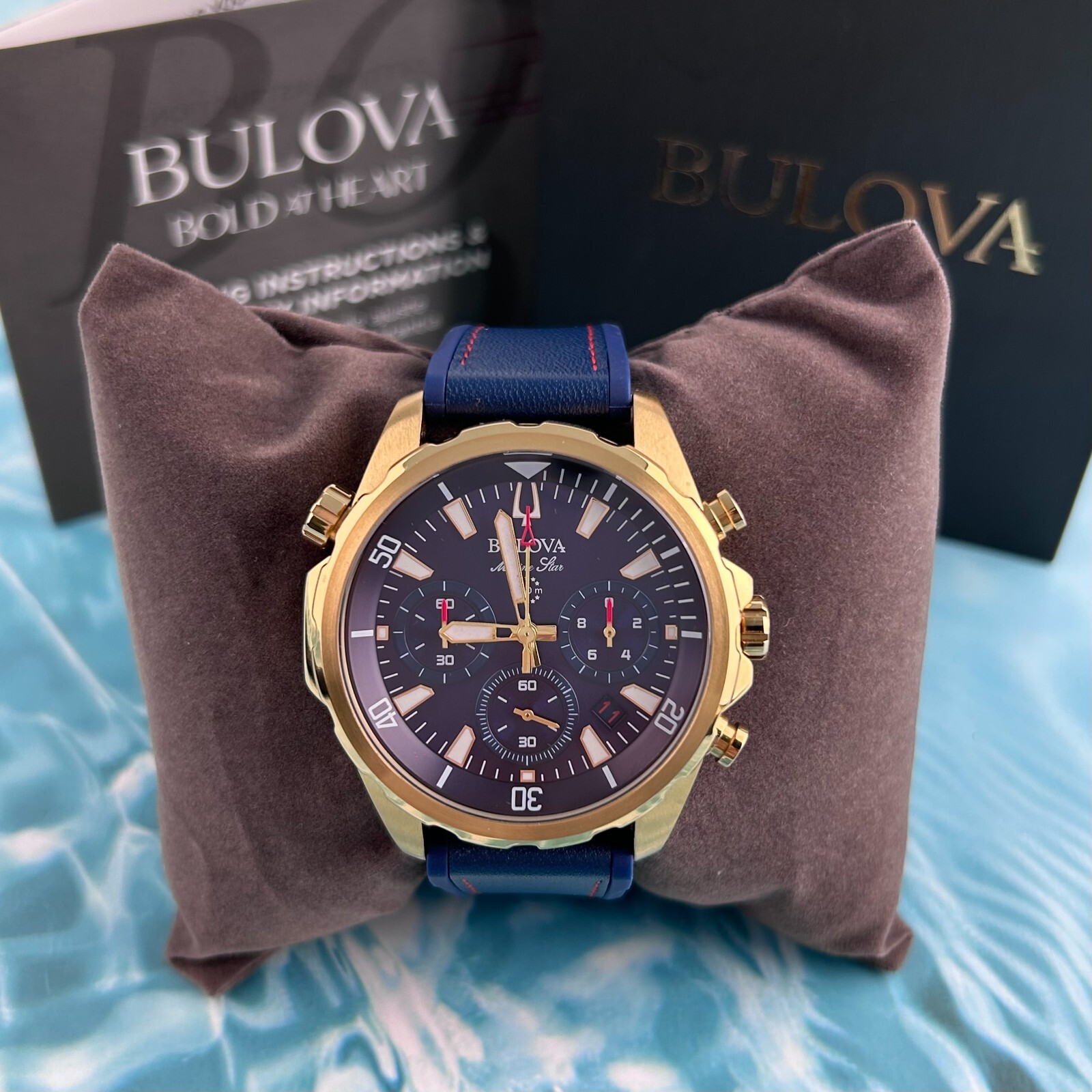 Bulova Marine Star Blue Dial 97B168 Men’s Chronograph Watch 43mm