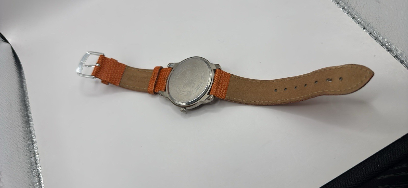 Turner Quartz Watch 052009-2 w/ Hadley Roma Orange Leather Strap 20mm – Untested