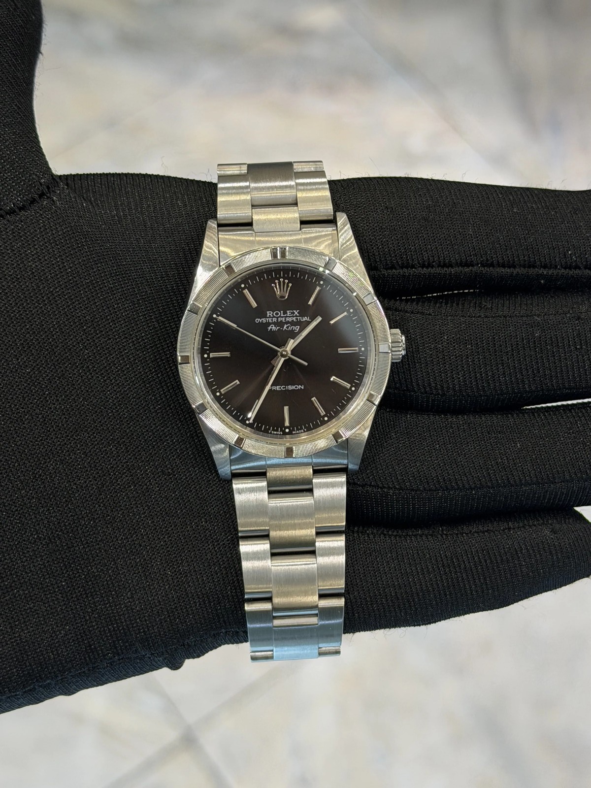 Rolex Air-King Black Dial on Oyster 14010 with Box