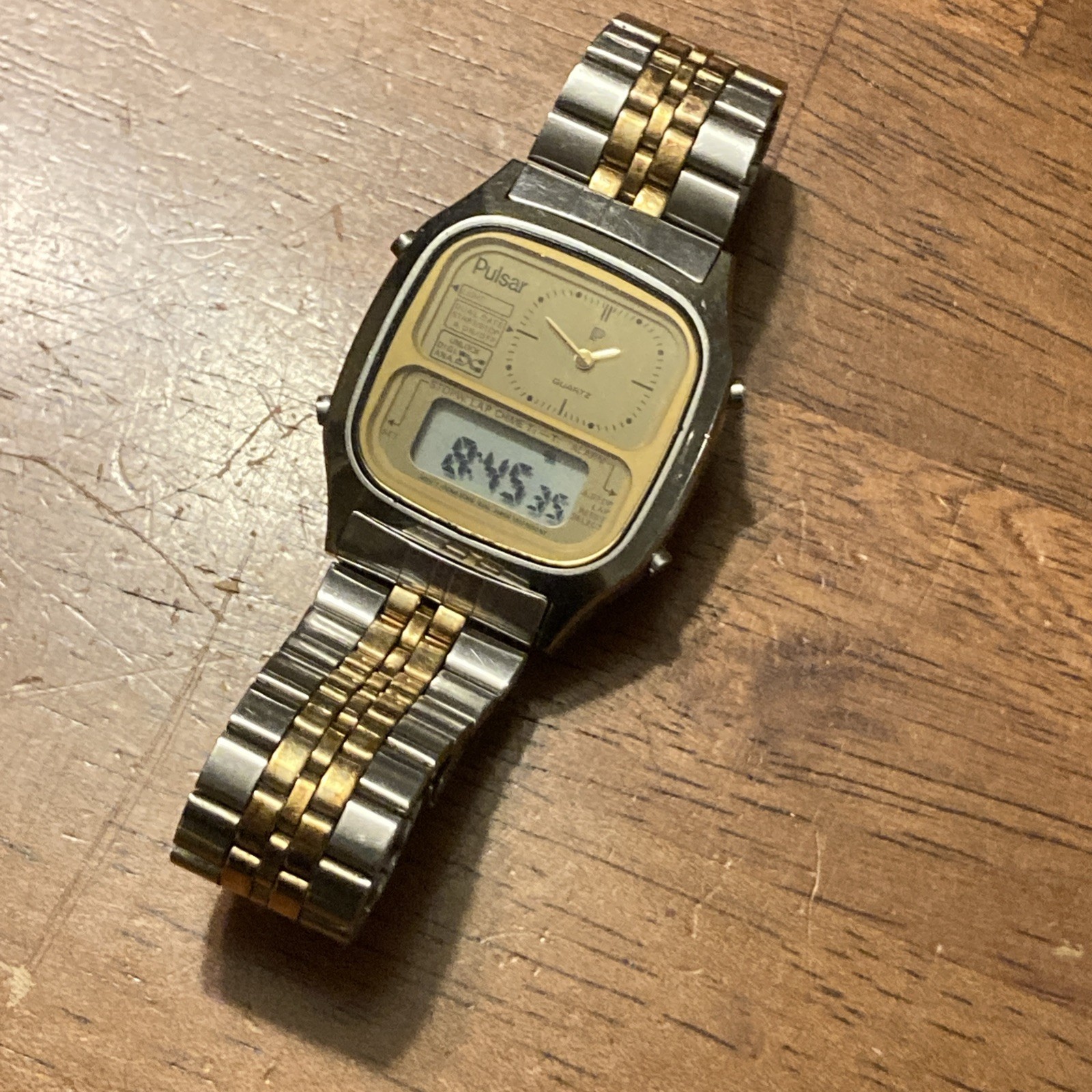 Vintage 1991 ANALOG-DIGITAL Mens Watch PULSAR Y651-506A LCD works Analog not