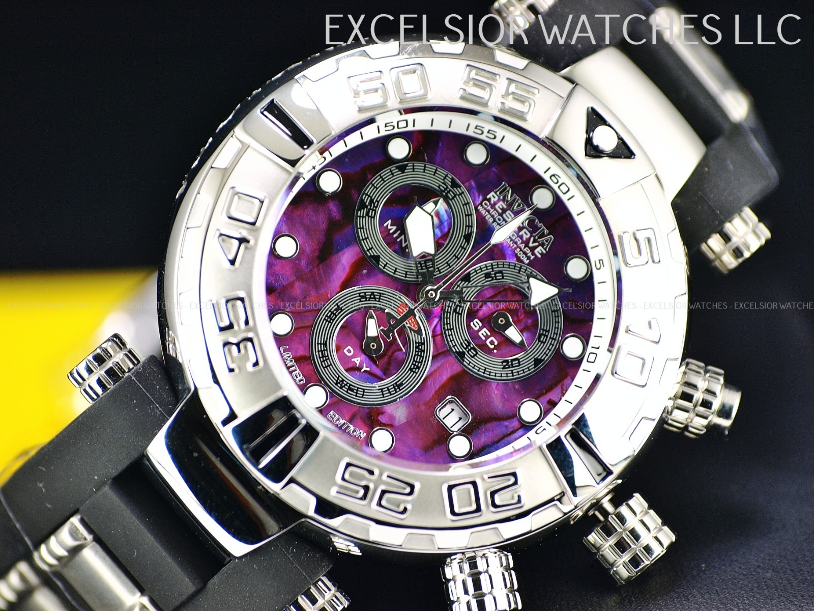 New INVICTA Men’s 47mm LE Subaqua Noma I Swiss Chrono Purple Abalone SS Watch