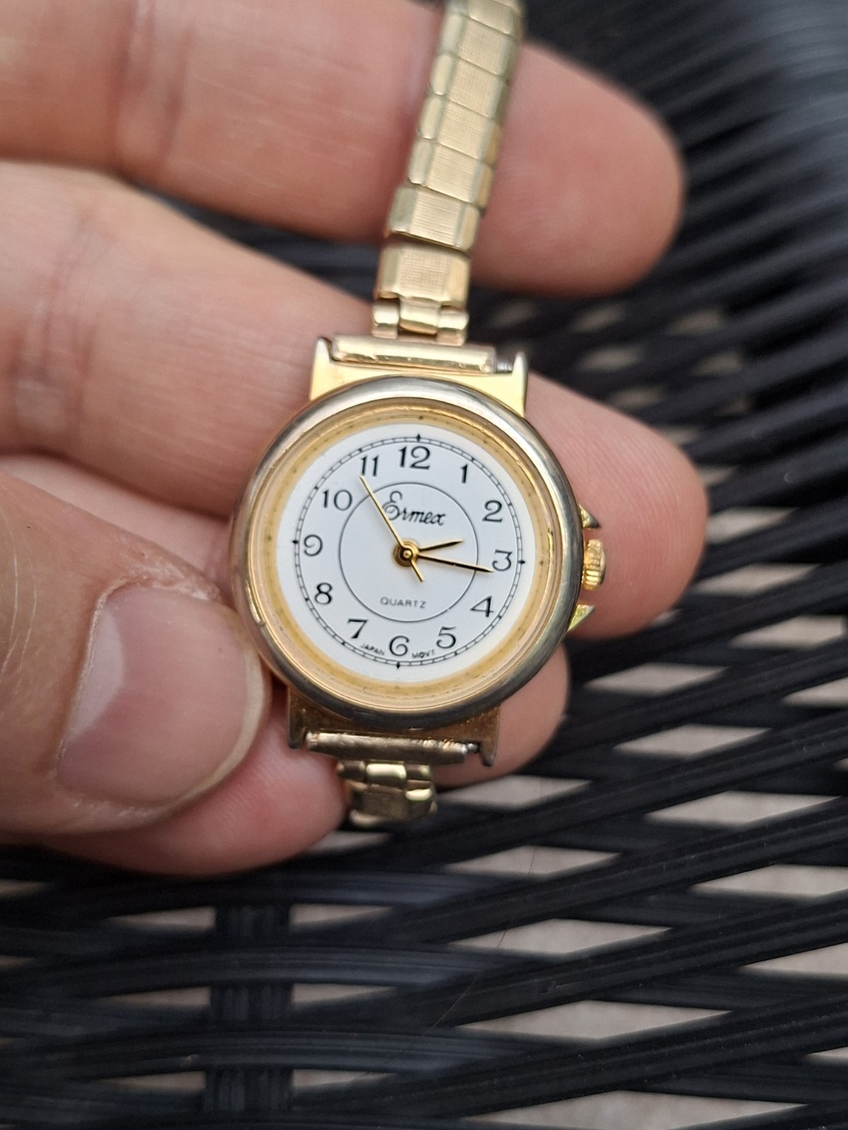 Ermex gold plated expansion bracelet quartz ladies watch