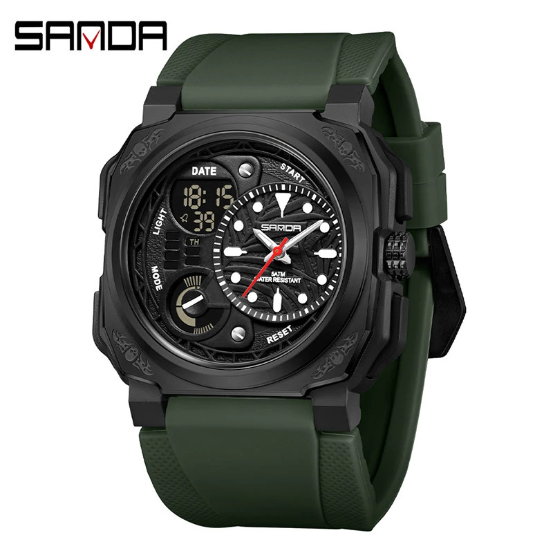 SANDA Fashion Men Electronic Watch Waterproof Shockproof Sports Luminous Calenda