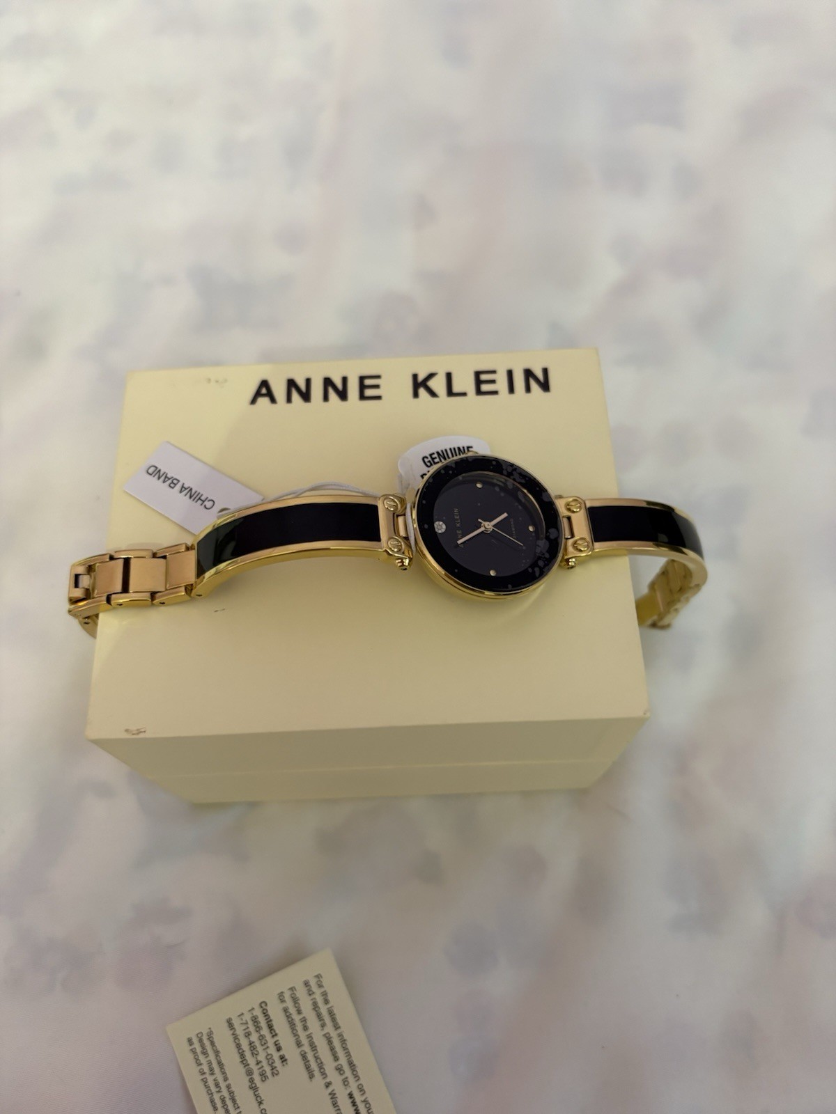 Anne Klein Women Diamond Stainless Black Accented In Gold Tone AK/1980 NIB