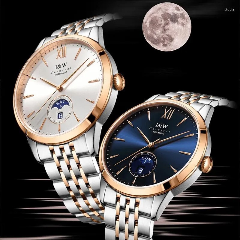 Men’s Carnival Classic Moon Phase Watch (527G) Blue Dial with Rose Gold Bezel