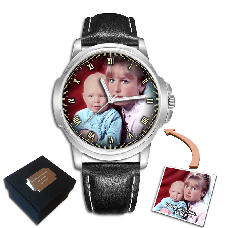 PERSONALISED CUSTOM WRIST WATCH WATCHES FAMILY PHOTO BIRTHDAY FATHER’S GIFT