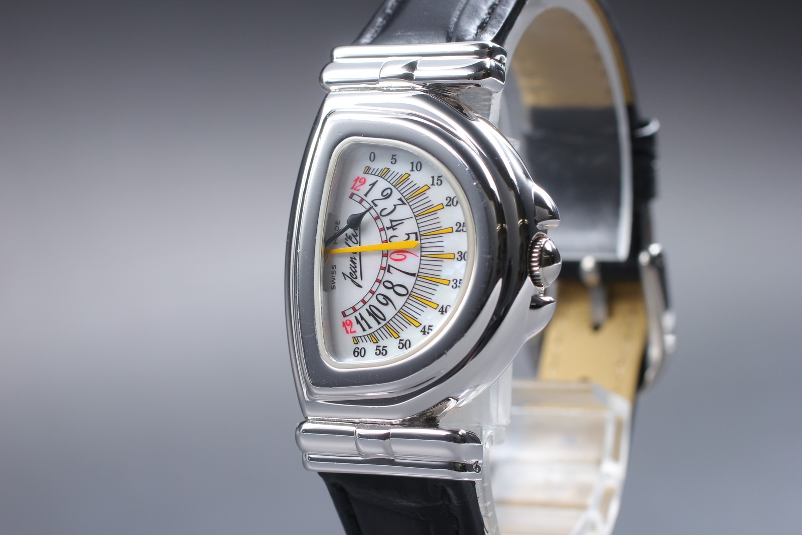 Vintage [Exc+5] Jean d’eve Sectana Silver 24mm Yellow Women’s Quartz Watch JAPAN