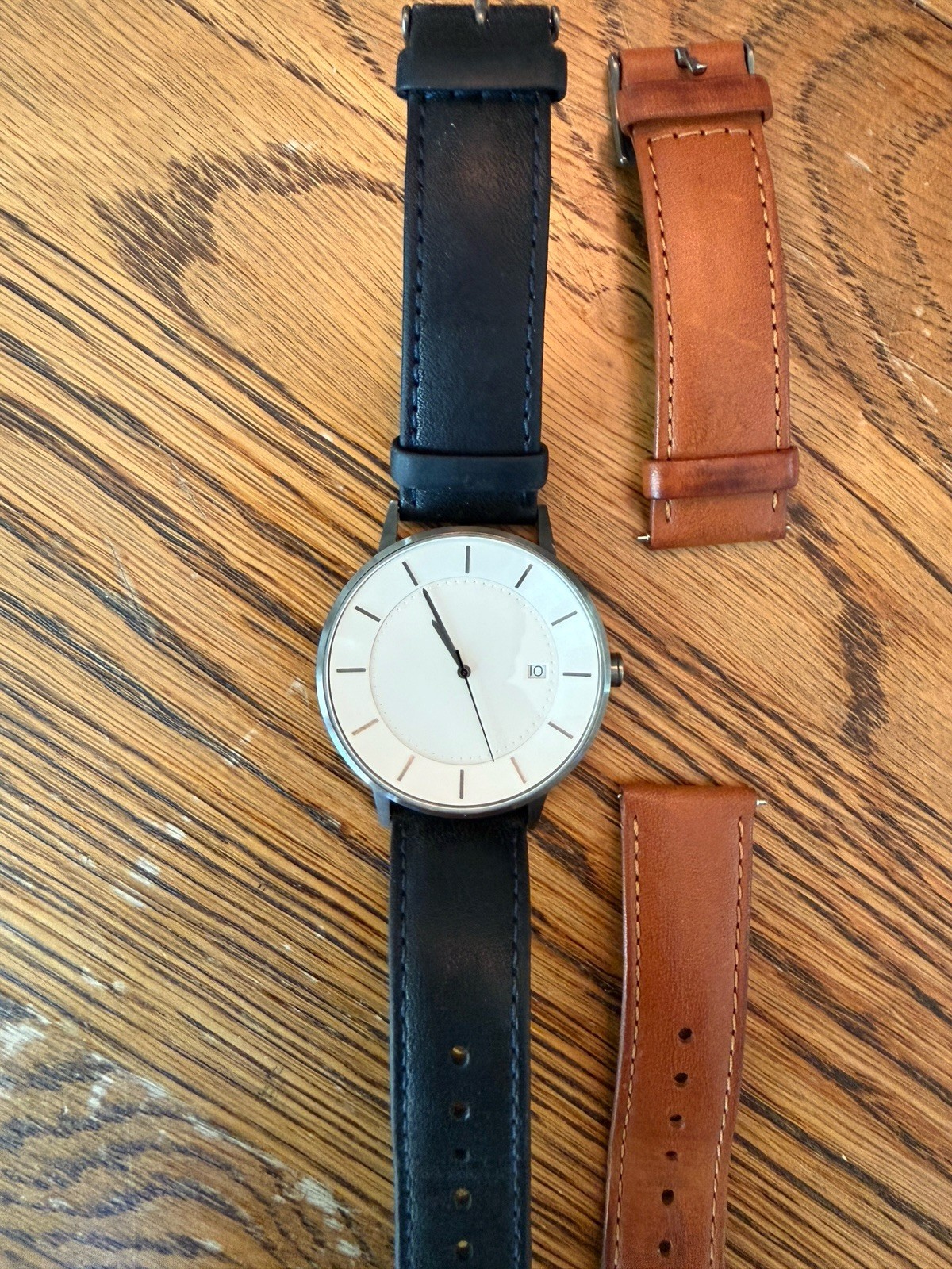 Linjer Men Model 02-GN Dress Date Swiss Leather Quartz Analog 41mm Watch