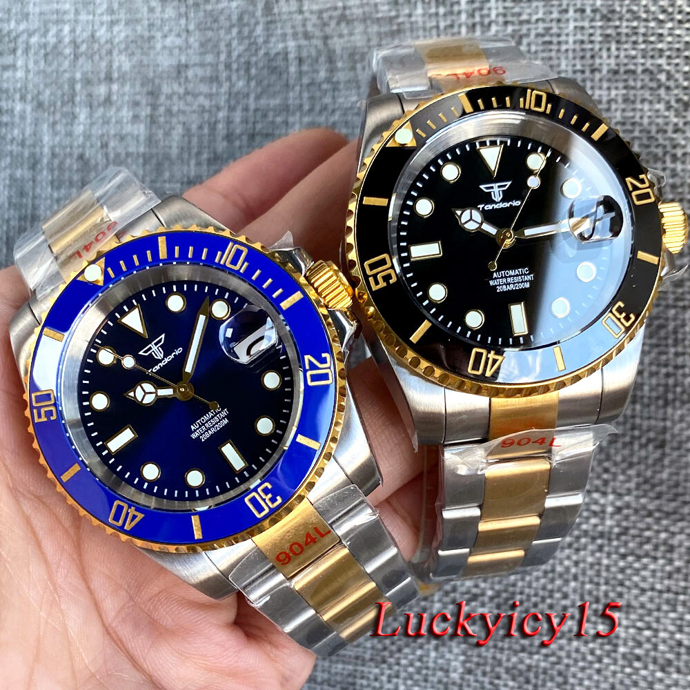 Tandorio 40mm 20ATM Black Dial Japan NH35 Automatic Mens Watch Sapphire Glass