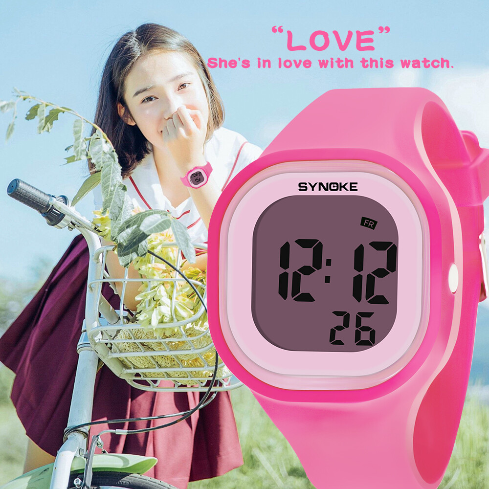 Teen Men Women LED Sports Electronic Date Alarm Rubber Waterproof Digital Watch