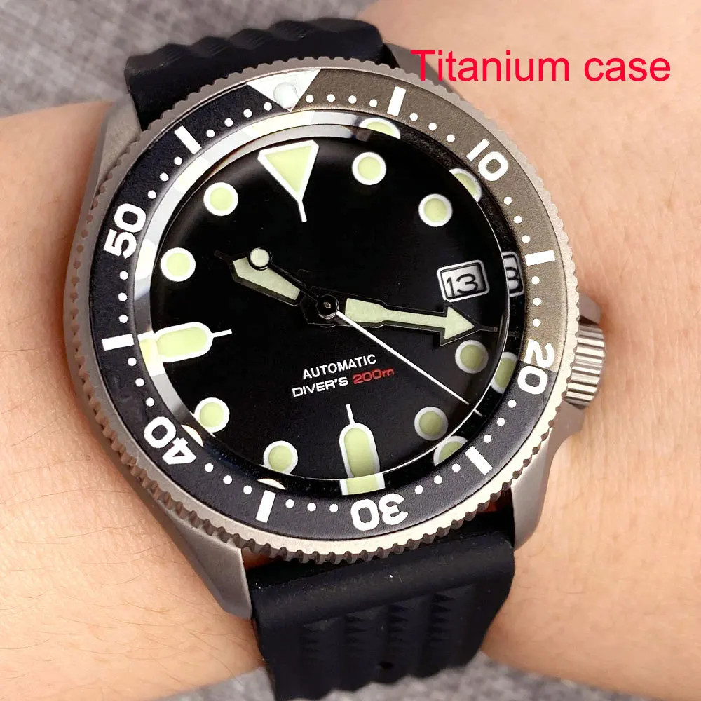 Tandorio New 20ATM 37mm SKX Style Diver Titanium Automatic Watch Sapphire Glass