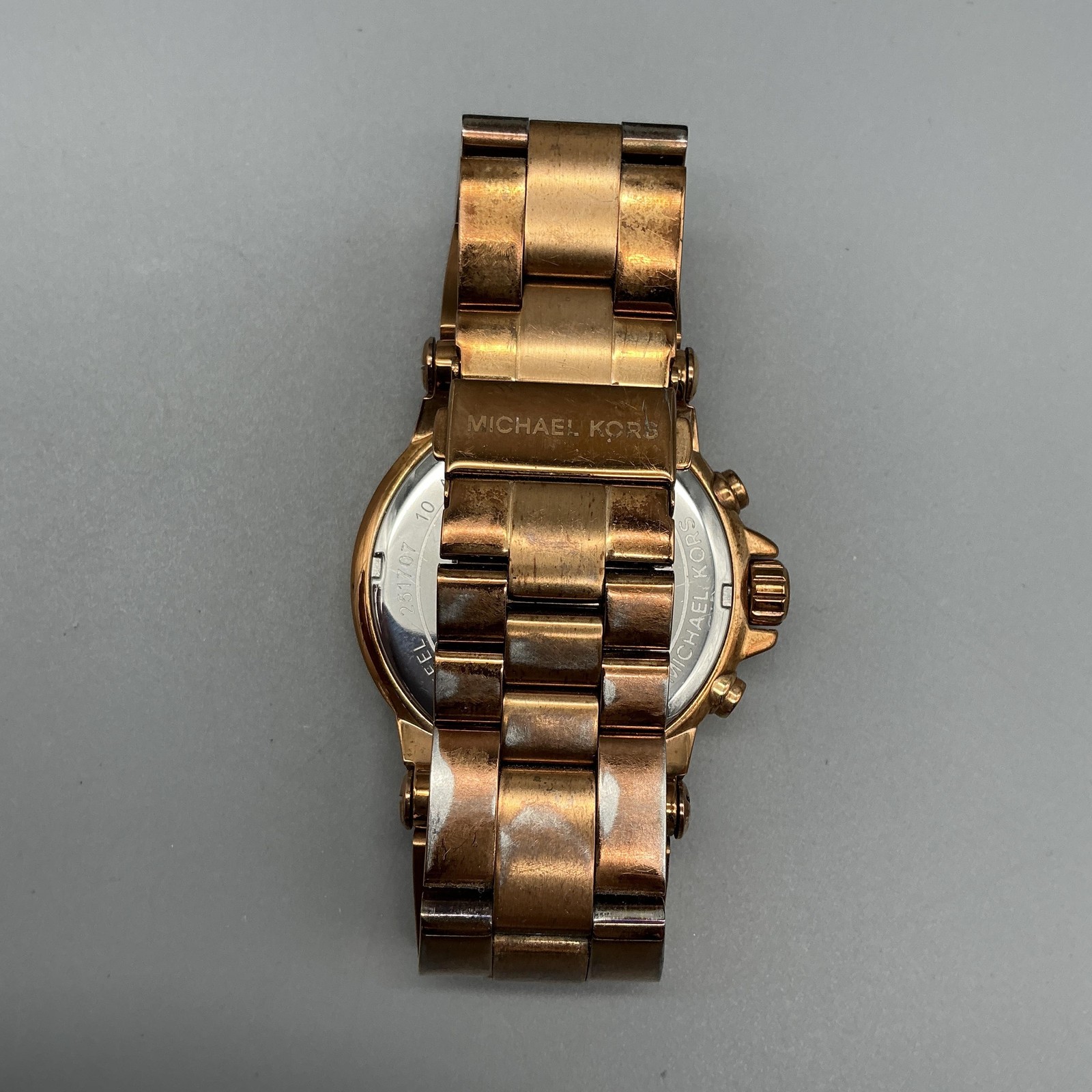 Michael Kors Chronograph Womens Watch 41mm Rose Gold Tone New Battery 6.5″