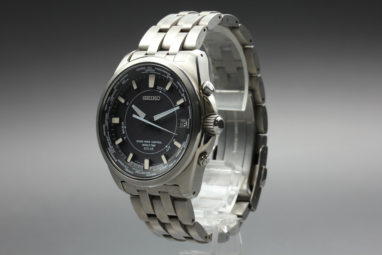 [Near MINT] Seiko 7B25-0AB0 Radio Controlled World Time Solar Men’s From JAPAN