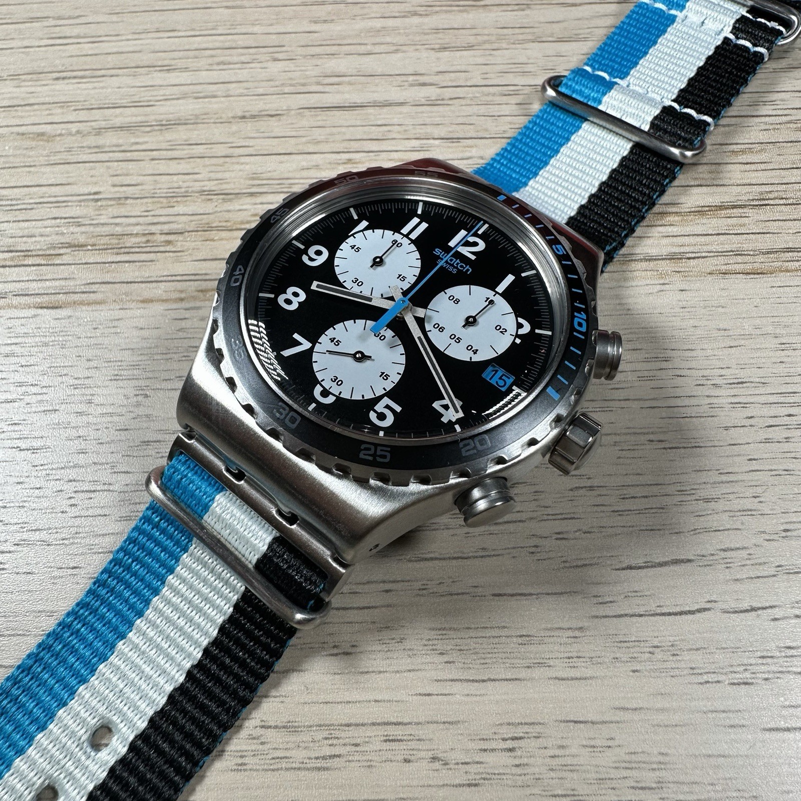 NEW✅LIMITED EDITION✅ Swatch Irony SKYBOND Chronograph Nylon Men’s Watch YVS409
