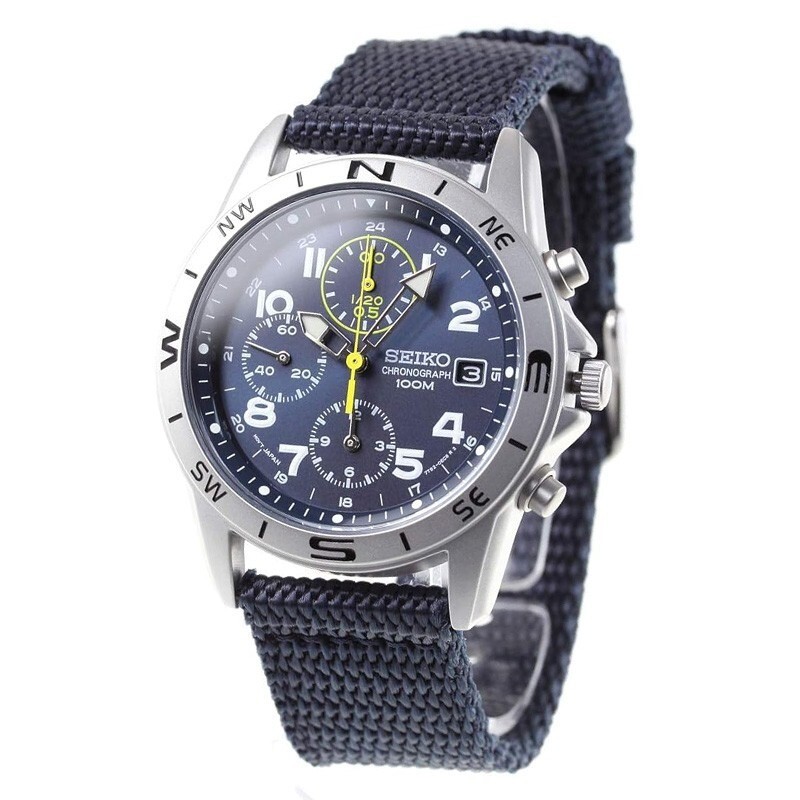 Seiko Chronograph SND379R Blue Dial Stailess Steel Quartz Men Watch w/ BOX JP