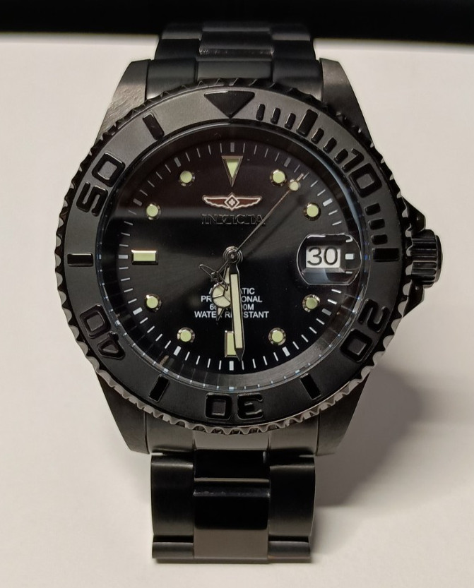 Invicta 33052 Men’s Automatic Pro Diver 40mm Seiko TMI NH35 BLACK BLACK BLACK