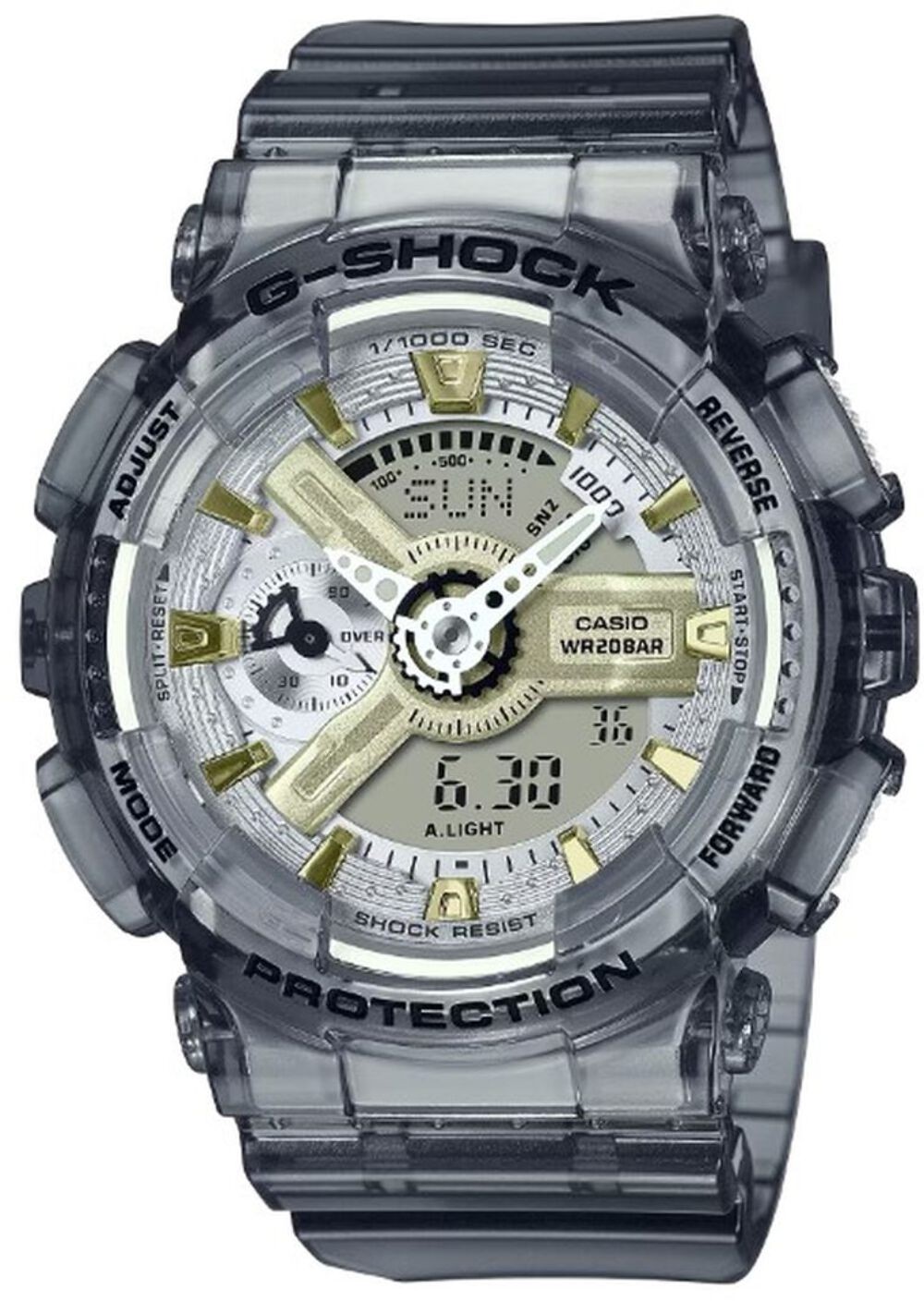 Casio G-Shock Classic Limited Analog & Digital Clear Black Watch GMAS110GS-8A